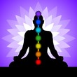 Yogi with chakras. Silhouette of man in lotus position. Yogi with chakras. Silhouette of man in lotus position.