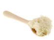 cooked rice on a wooden spoon cooked rice on a wooden spoon