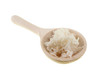 cooked rice on a wooden spoon cooked rice on a wooden spoon