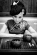Woman playing chess