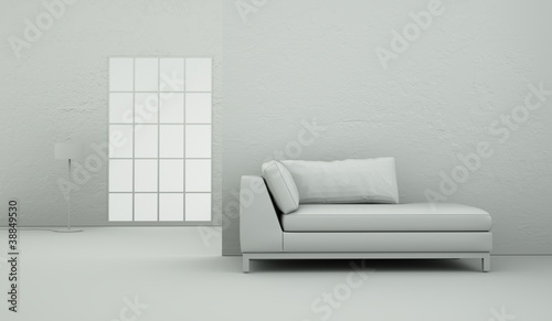 Illustration: Modell - Sofa schlicht mit Fenster Modell - Sofa schlicht mit Fenster