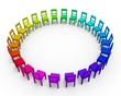 Stühle in Regenbogenfarben