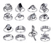 Rings  with gems isolated on white background
