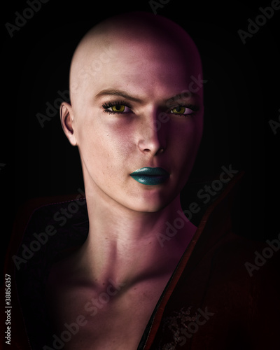 Photo: Strong Bald Futuristic Sci-Fi Woman Artistic Portrait Strong Bald Futuristic Sci-Fi Woman Artistic Portrait
