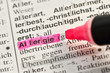 Allergie im Wörterbuch markiert