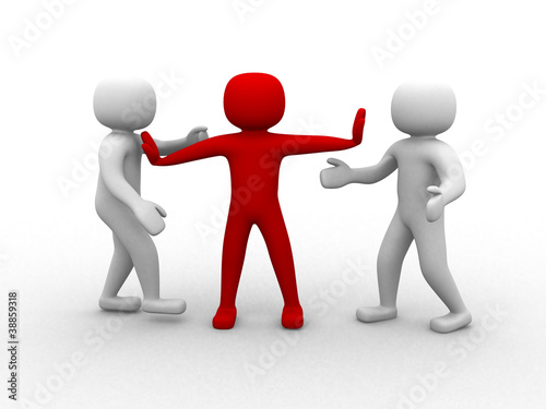 Illustration: 3d person human character - Being separated 3d person human character - Being separated