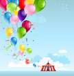 Vetor: Circus tent and balloons Circus tent and balloons