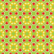 Seamless wallpaper with cheerful red tulips on a green backgroun