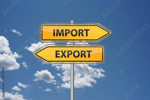 Illustration: Wegweiser - Import Export Wegweiser - Import Export