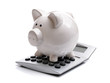 Photo: Piggy bank with calculator Piggy bank with calculator