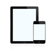 Digital tablet and smart phone isolated on white with path