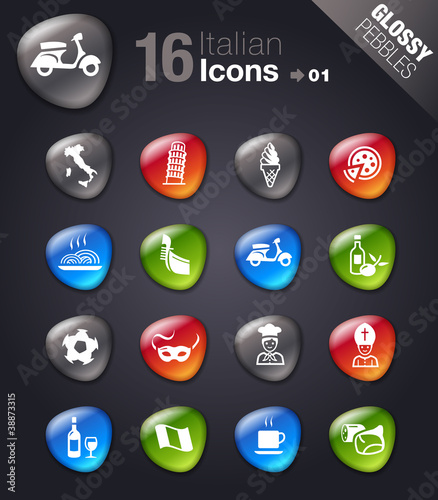 Vektor: Glossy Pebbles - Italian Icons Glossy Pebbles - Italian Icons