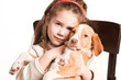 girl and dog