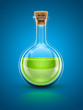 glass chemical flask with green toxic liquid and cork vector