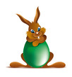 Vektor: Osterhase Bunny mit grünem Ei Osterhase Bunny mit grünem Ei