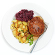 Frikadelle mit Bratkartoffeln,Rotkohl Frikadelle mit Bratkartoffeln,Rotkohl