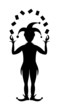 Silhouette of Joker playing with cards
