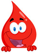 Happy Red Blood Drop Over A Sign