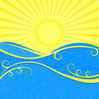 Background with Sea Wave sand Yellow Sun Background with Sea Wave sand Yellow Sun