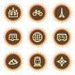 Travel web icons set 2, vintage buttons