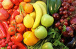 canvas print picture - obst und gemüse, regenbogenfarbig angeordnet