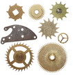 set gears clock mechanism isolated on white background