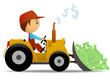 Vector: Cartoon bulldozer moving the money Cartoon bulldozer moving the money