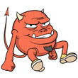 Cartoon red devil in shoes