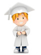 3D render of a boy with certificate