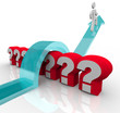 Jumping Over Question Marks Curious Man Finds Answers