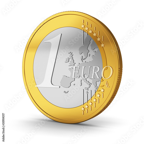 Illustration: One Euro coin isolated on white One Euro coin isolated on white
