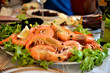 Fresh cooked Australian prawns on a platter