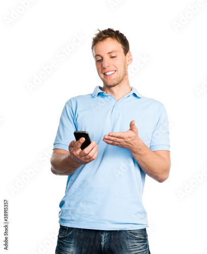 Foto: Junger Mann mit Smartphone Junger Mann mit Smartphone