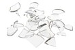 Fragments glass crashed object. 3D rendering