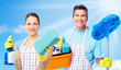 Professional cleaners team.