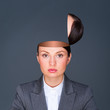 Conceptual image of an open minded business woman