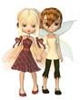 Cute Toon Fairy Friends Holding Hands