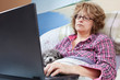 Photo: Sick day, businesswoman working from home Sick day, businesswoman working from home