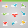 Set of multicolored birds. Vector logo template set.