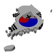 South Korea map flag with ballot paper illustration South Korea map flag with ballot paper illustration