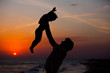 Father and little son silhouettes