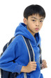 Little boy wearing a backpack