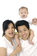 A happy family on white background