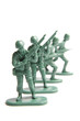 Four toy soldiers on a white background
