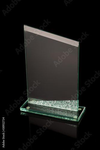 Photo: first place award glass trophy first place award glass trophy