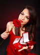 Girl with  jewellery gift box.