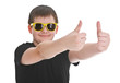 boy showing thumb up sign