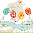 Easter sale tag, decorative eggs background Easter sale tag, decorative eggs background