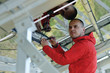 Male solar panel engineer at work place Male solar panel engineer at work place