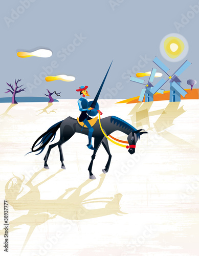 Vector: Don Quijote And Windmills Don Quijote And Windmills